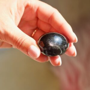 Silver Sheen Obsidian Yoni Egg