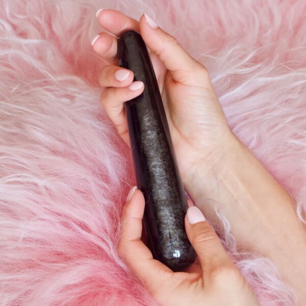 Shining Bright – Silver Sheen Obsidian Yoni Wand - Image 2